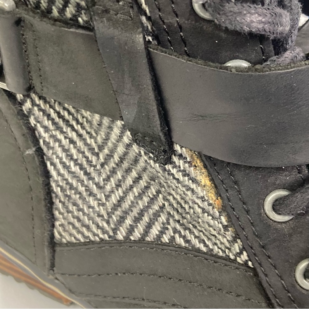 Sorel Women's Sz 9 Slimboot Black Tweed Lace Up Ankle Boots Heeled Winter - Picture 15 of 16